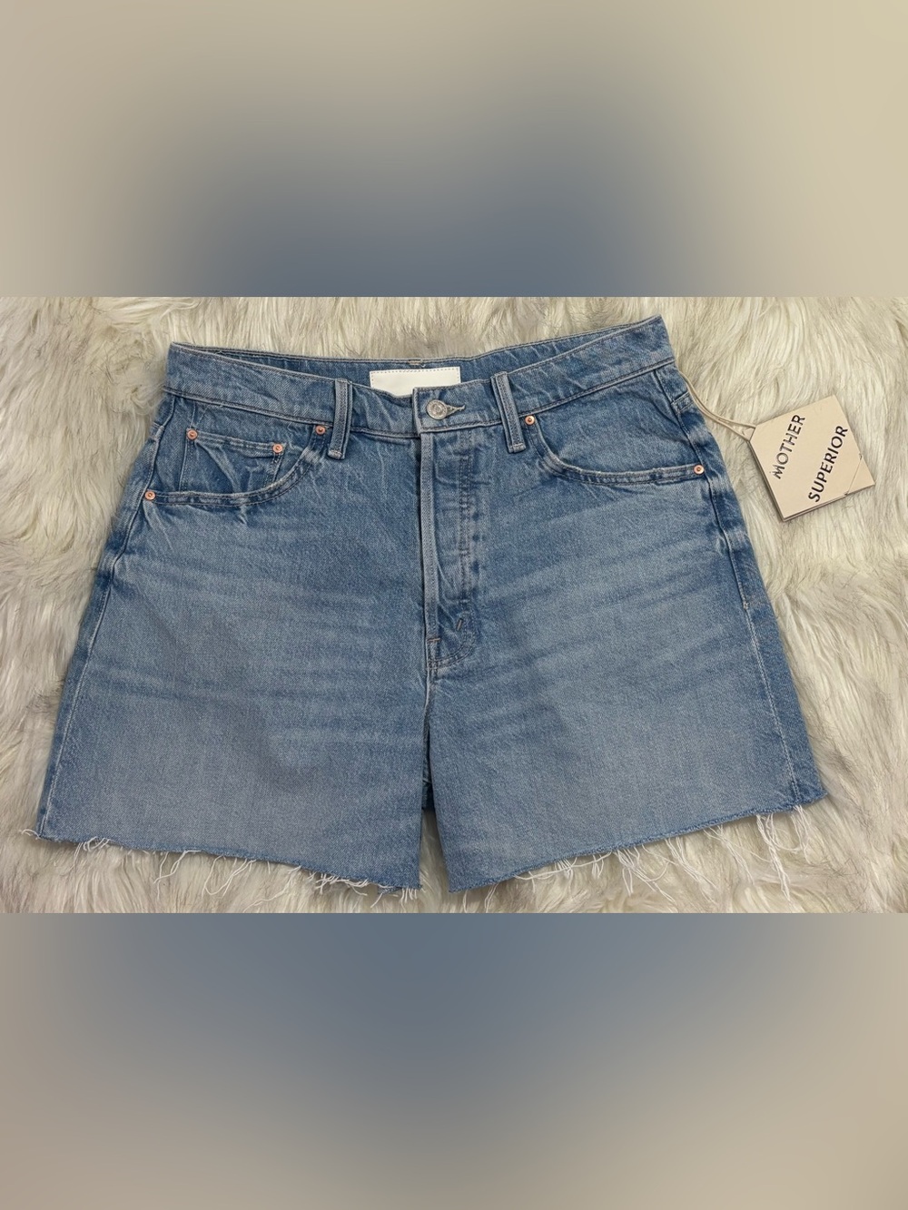 NWT MOTHER The Extra Mile Cutoff Short Head Rush Light Blue SZ 27 RV $238 - Picture 7 of 16